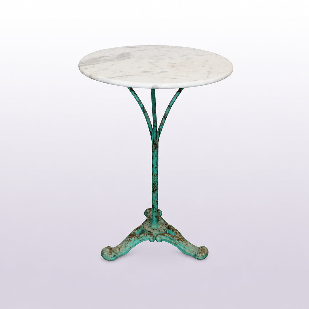 Early 20th Century French Marble Top Café Table with Cast Iron Pedestal Base
