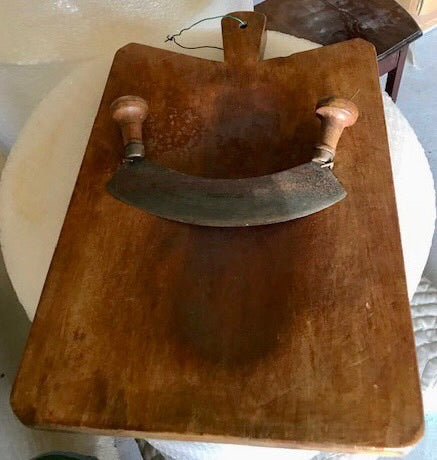 French Late 19th Century Cutting Board w/ Curved Cutting Tool