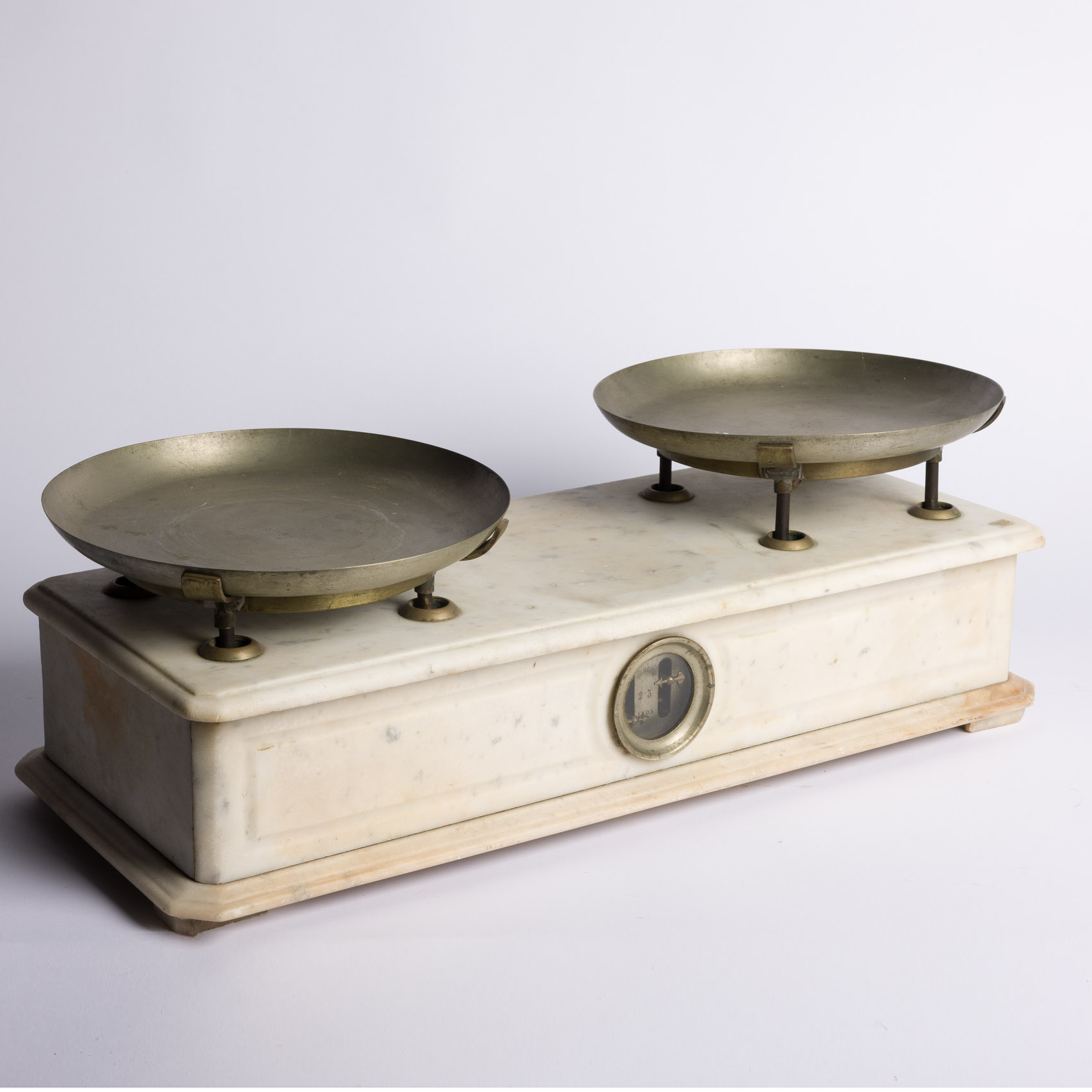 French Herbalist Marble Scale with Brass Plates