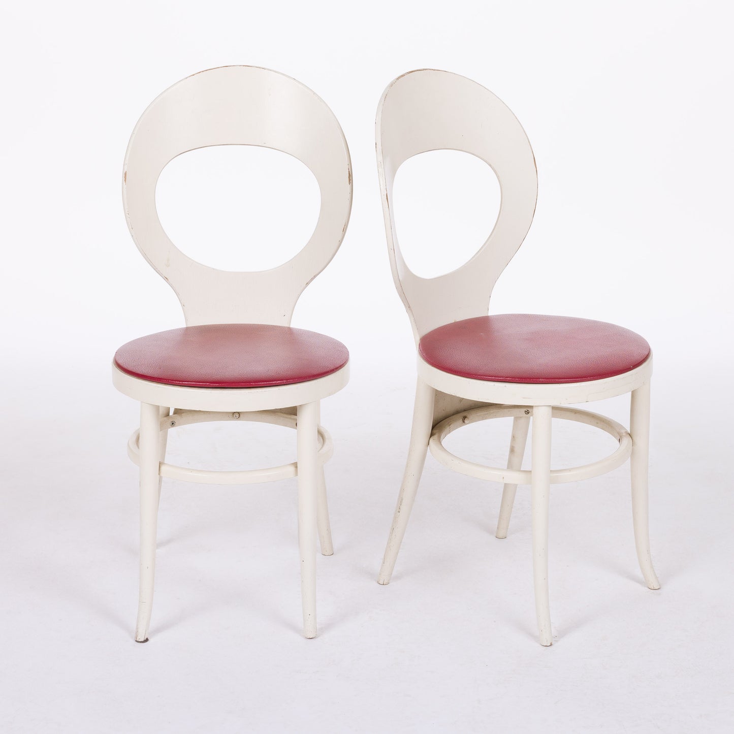 Bauman Chairs (Cream Colored/Red Seat)