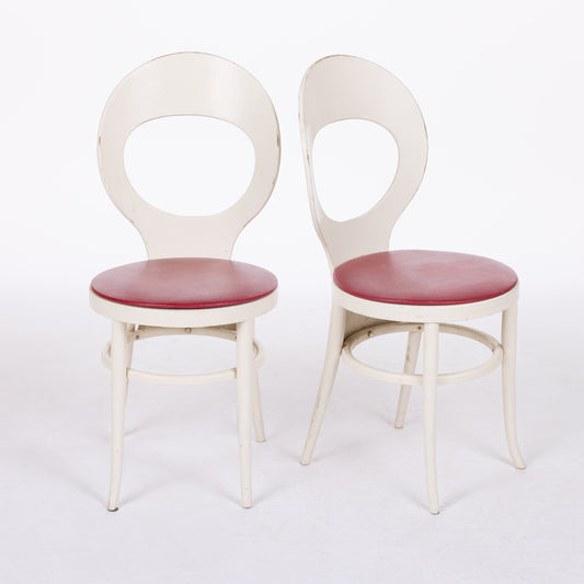 Bauman Chairs (Cream Colored/Red Seat)