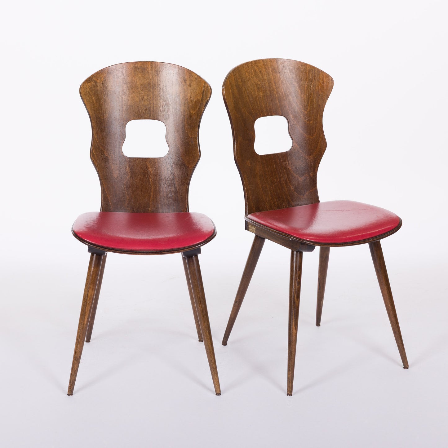 Pair of Baumann Chairs - Cherry Red Faux Leather