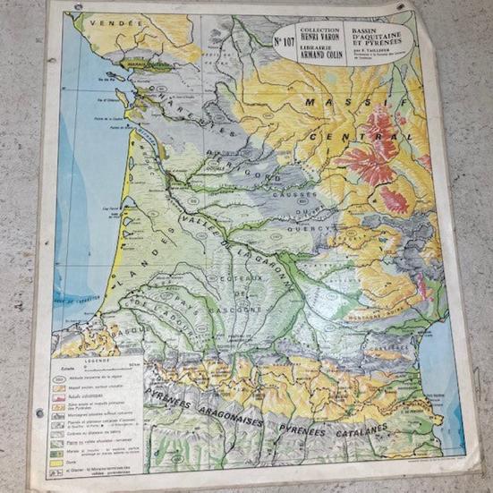 French Map of Bassin D'Aquitaine et Pyranees, par R. Taillefer