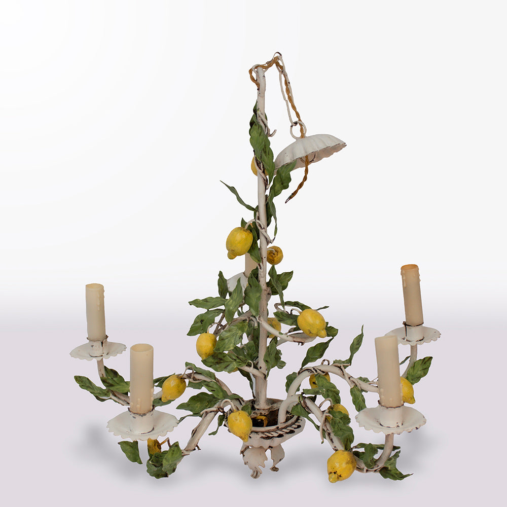 French Lemon Tole Chandelier, Large