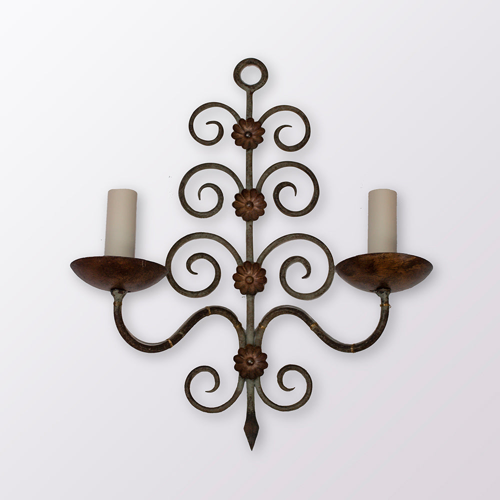 Pair of French Painted Metal Sconces