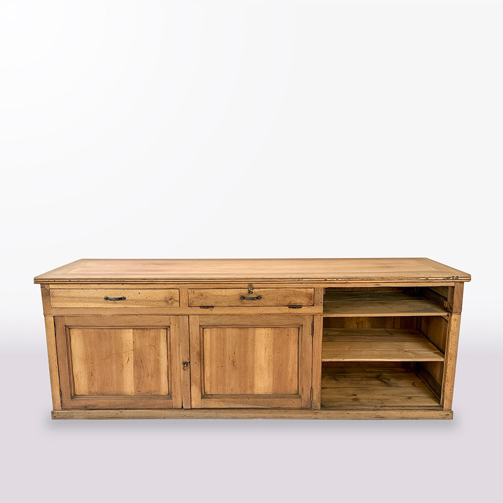 French Walnut Counter with Shelving