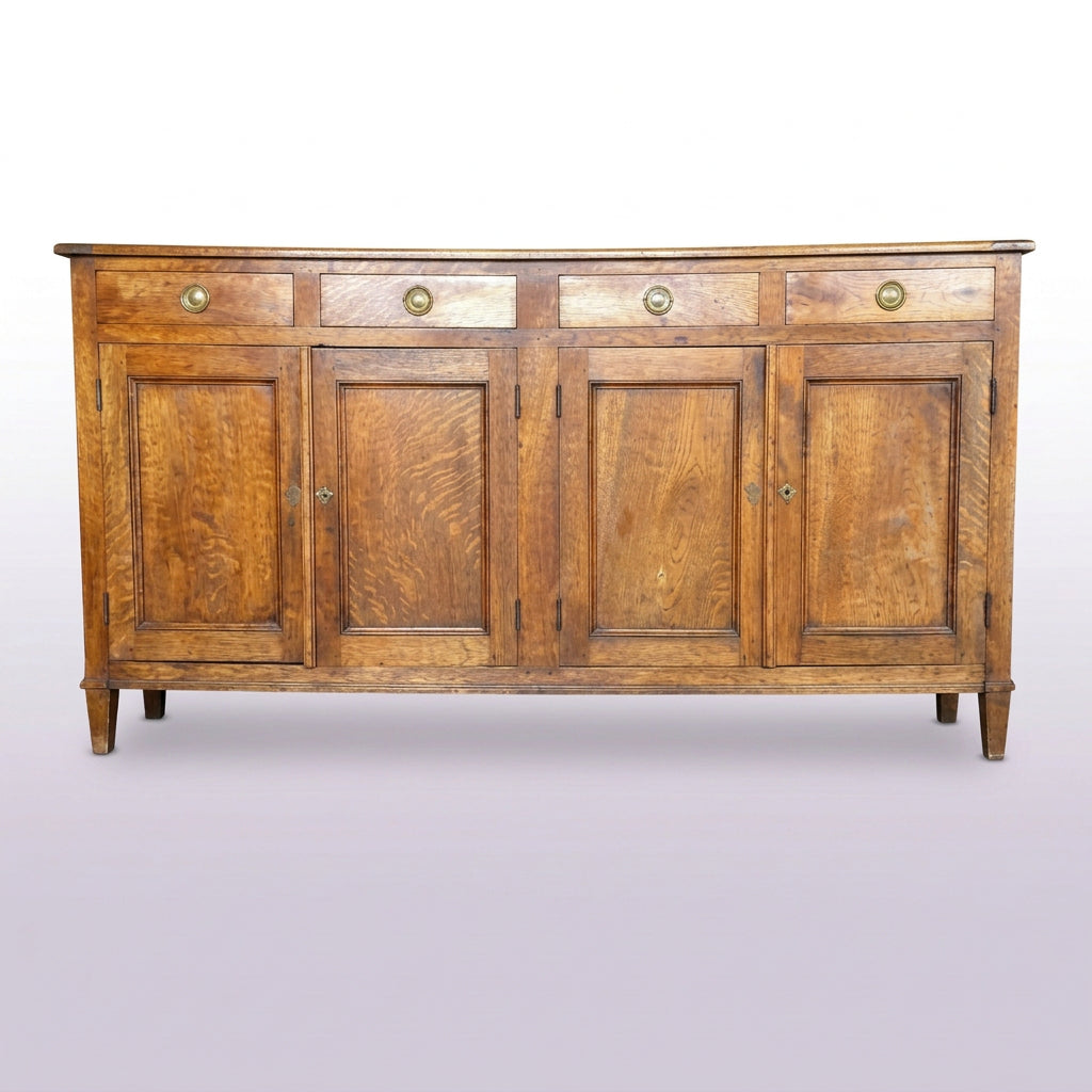 A French 2nd Empire Walnut Enfilade with three drawers and two doors, resting on a trolley for transportation.