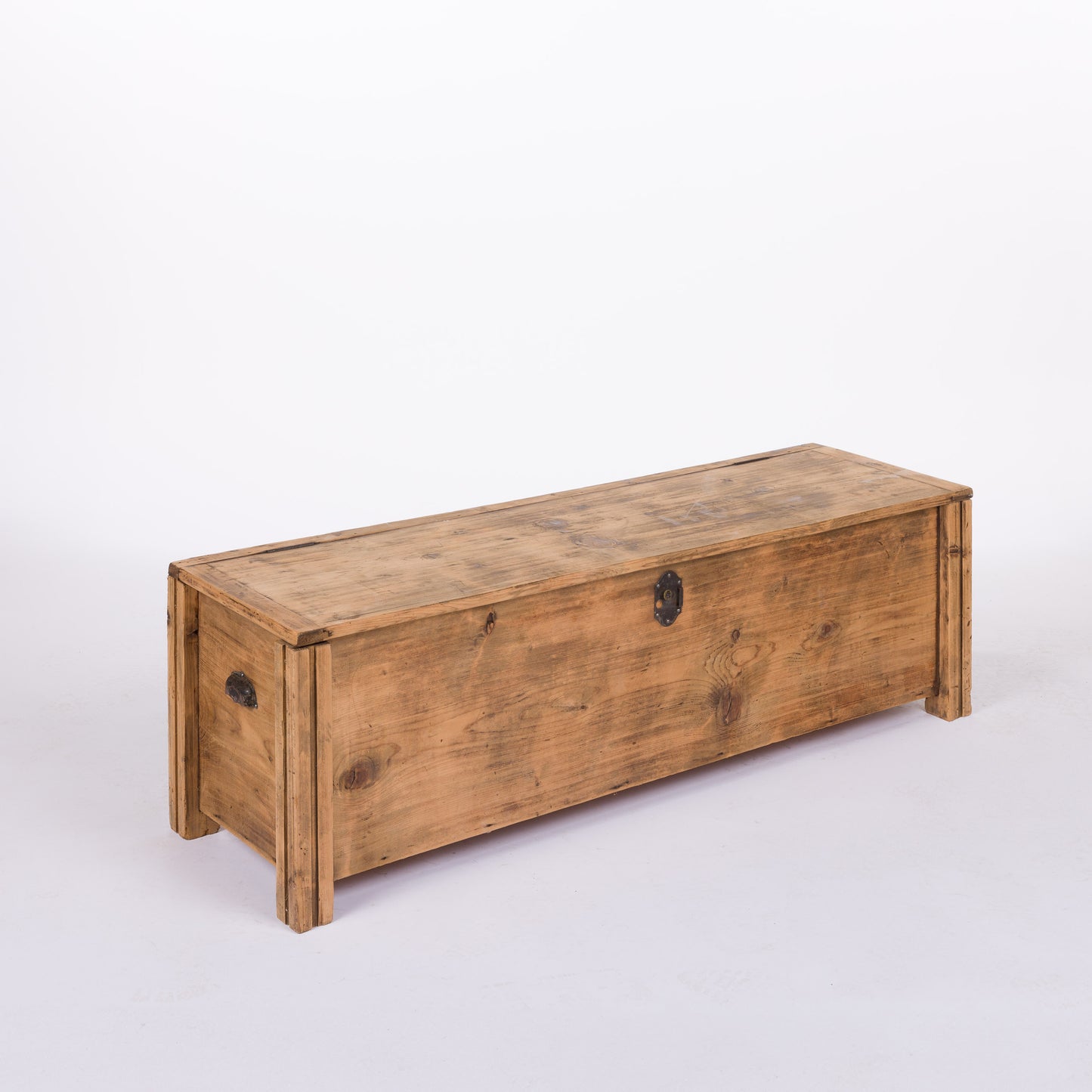 Wooden Trunk with Shell Handles