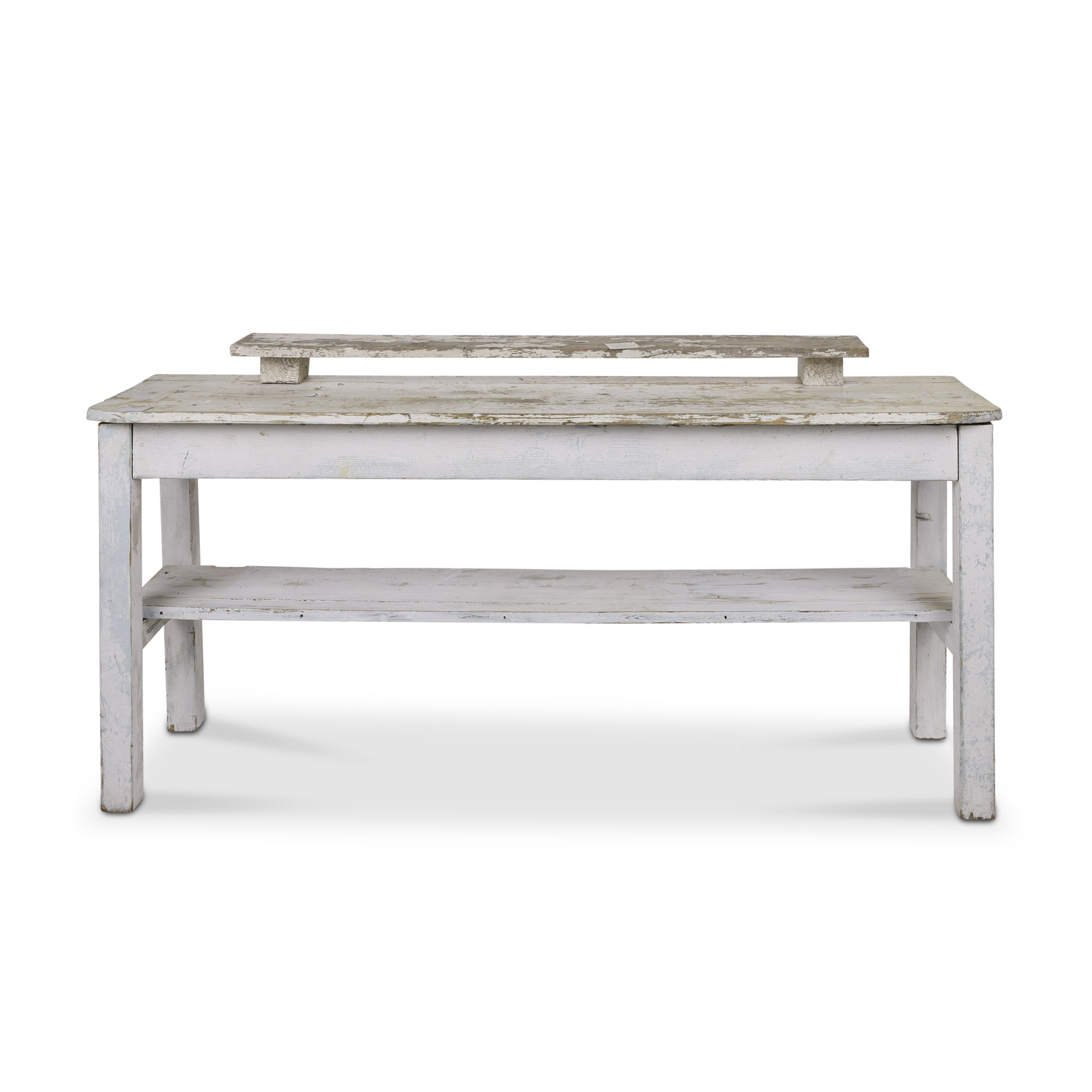 White Florists Table with Traces of Blue Paint