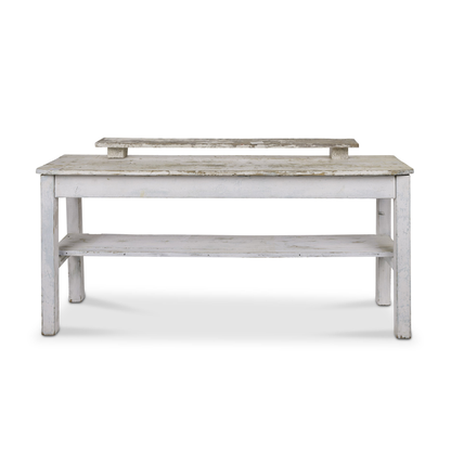 White Florists Table with Traces of Blue Paint