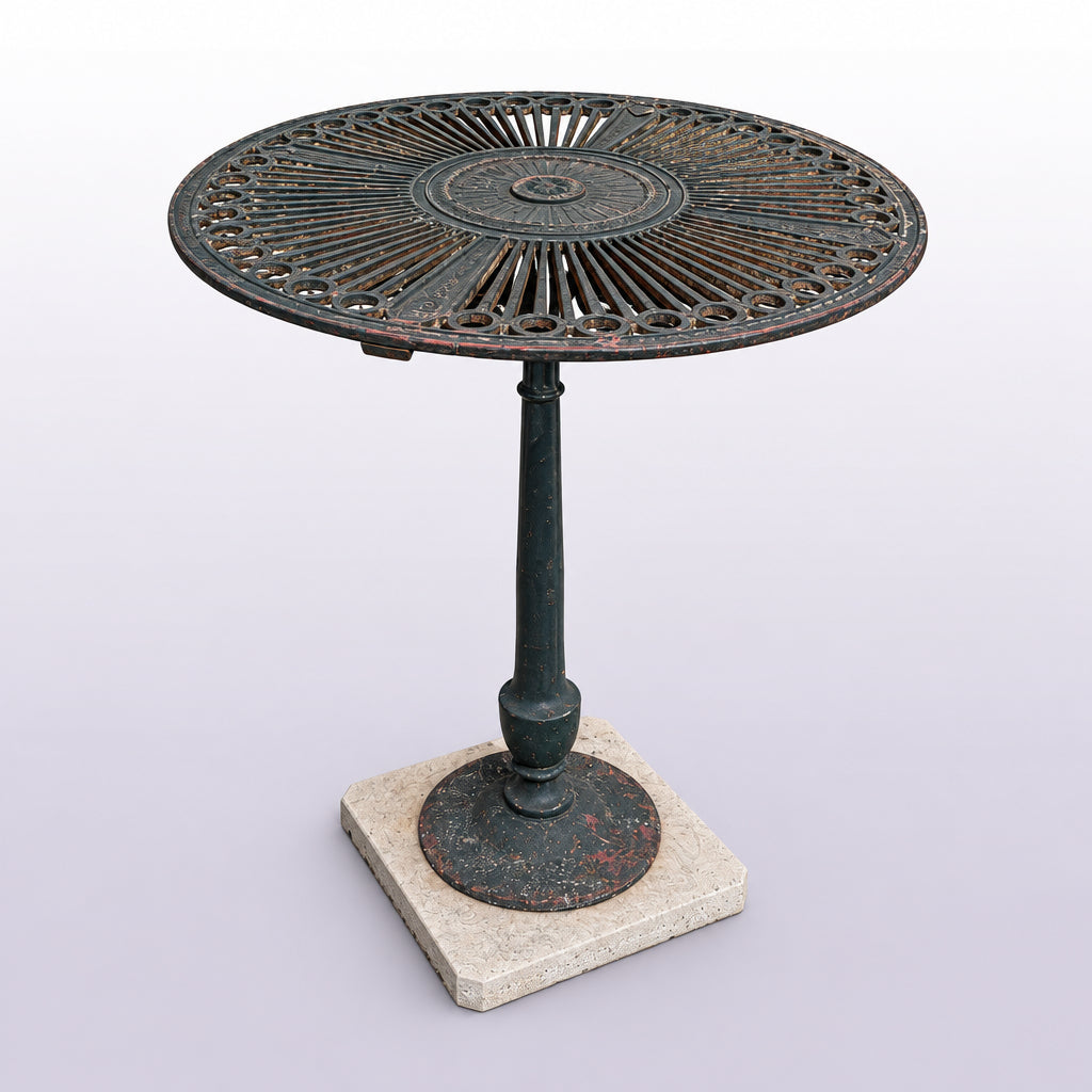 Garden Bistro Table with Pierced Top and Marble