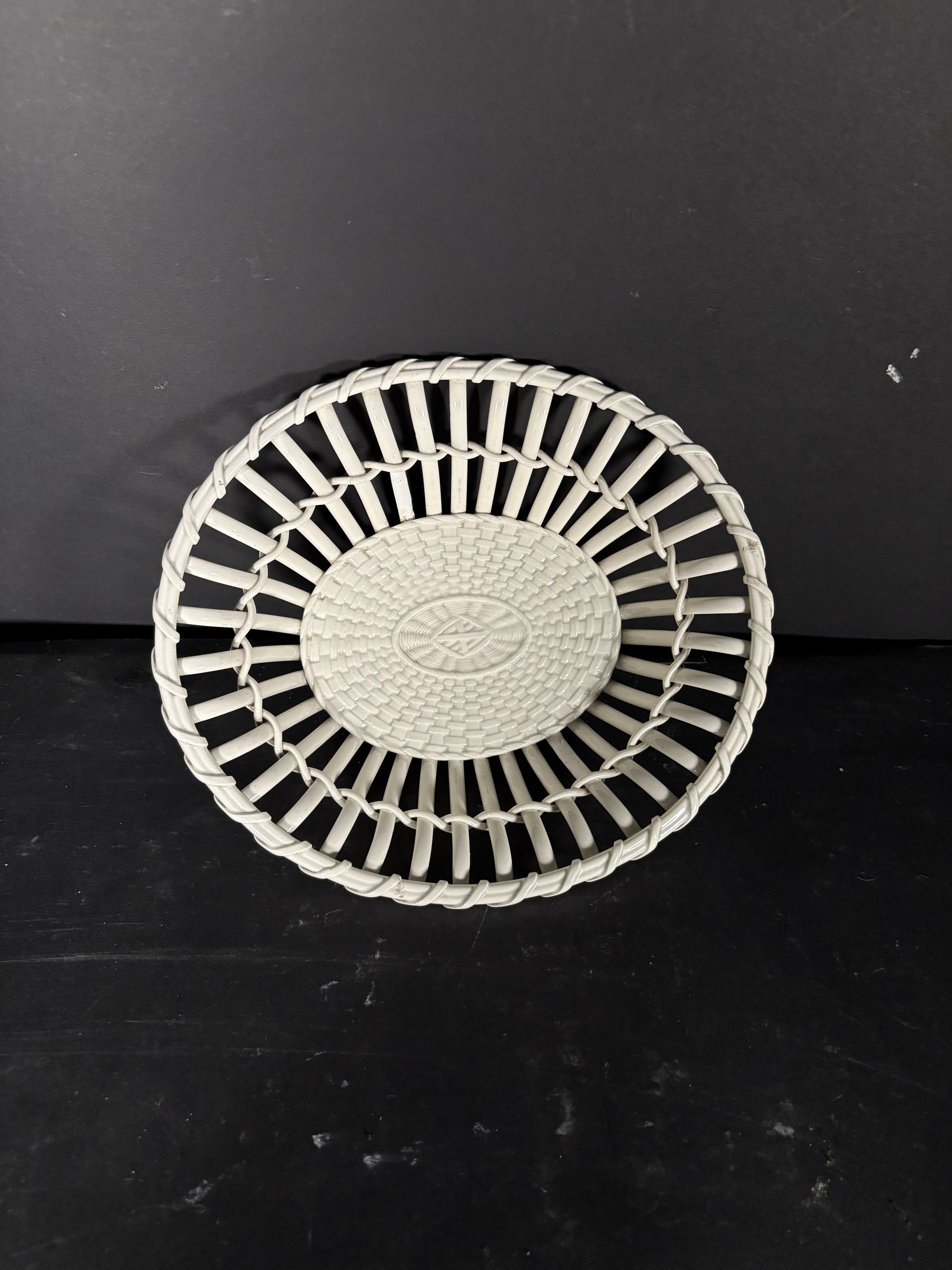 18th Century Wedgwood Creamware Oval Woven Basket