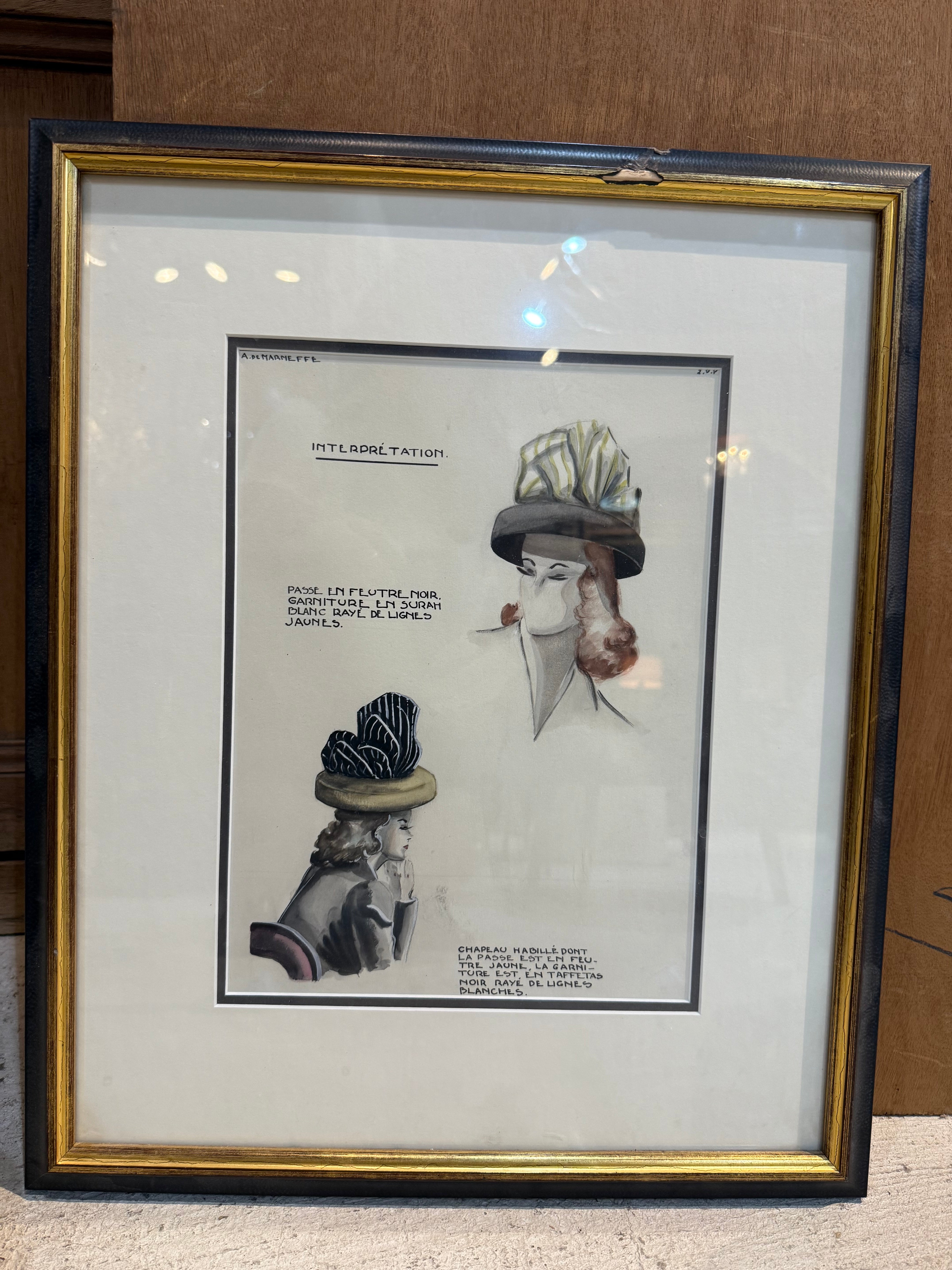 Original Watercolor Sketches of Hats