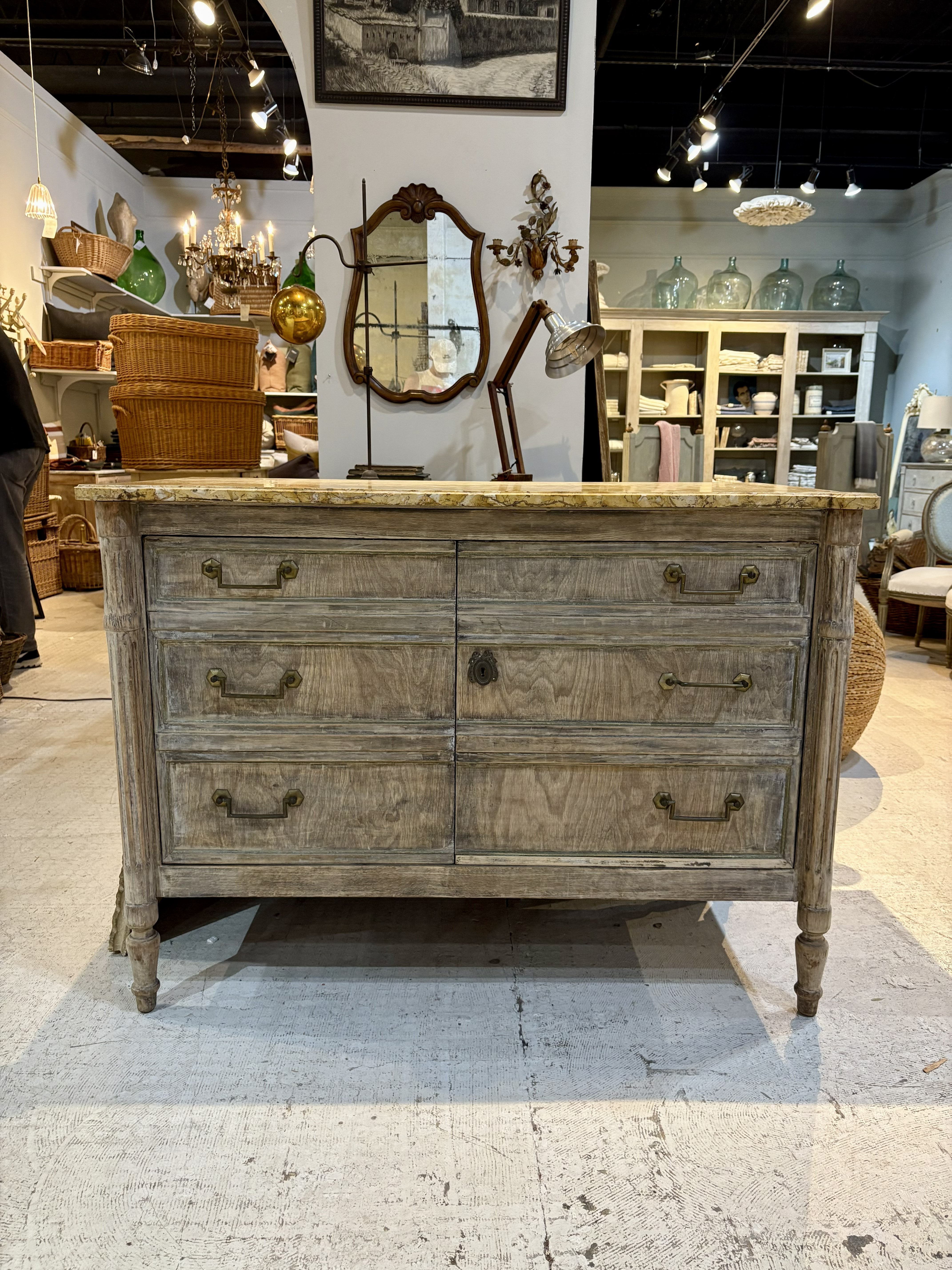 Marble Top Commode with Faux Drawers