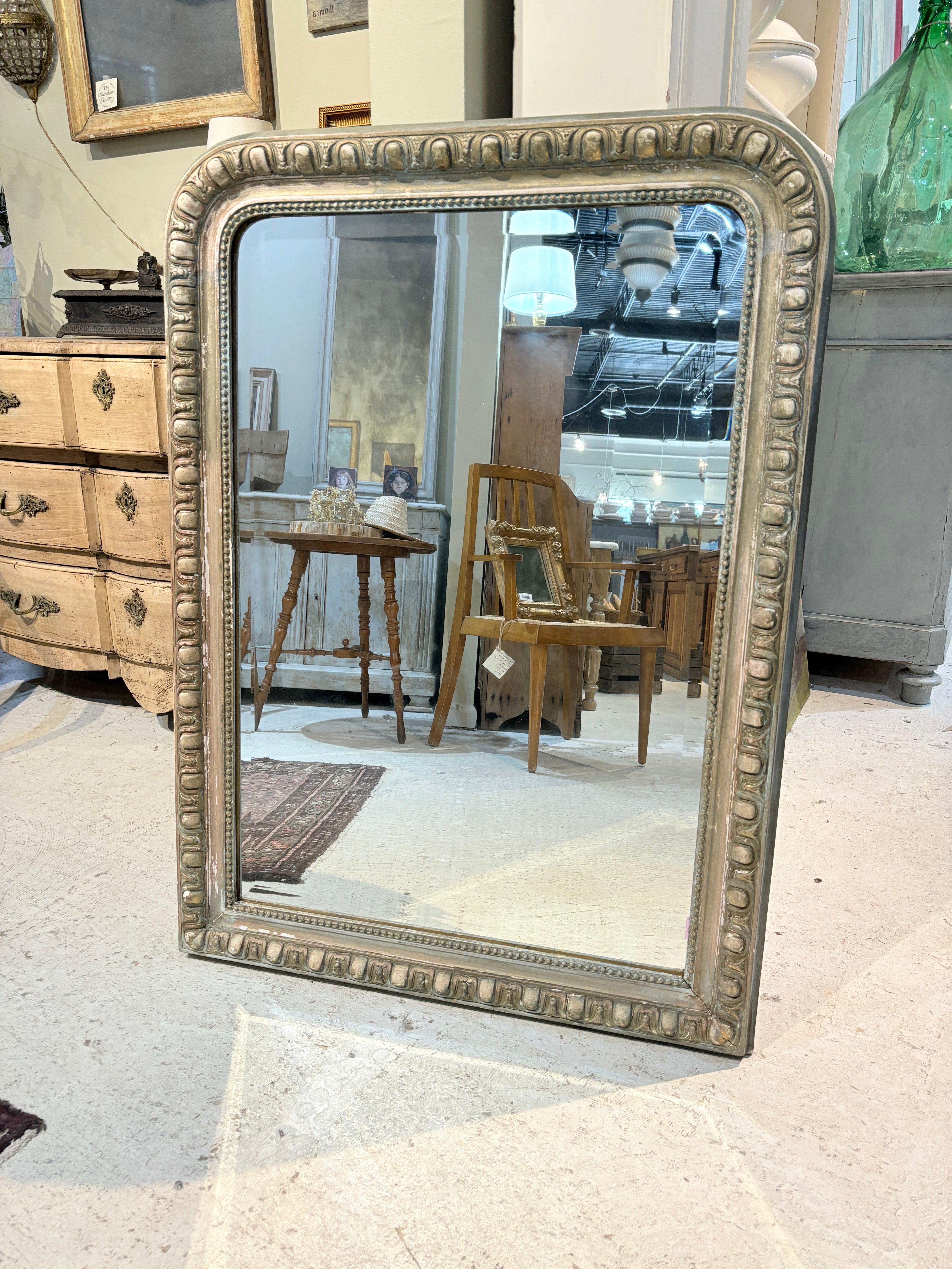 Green Louis Philippe Mirror w/ Egg and Dart Molding