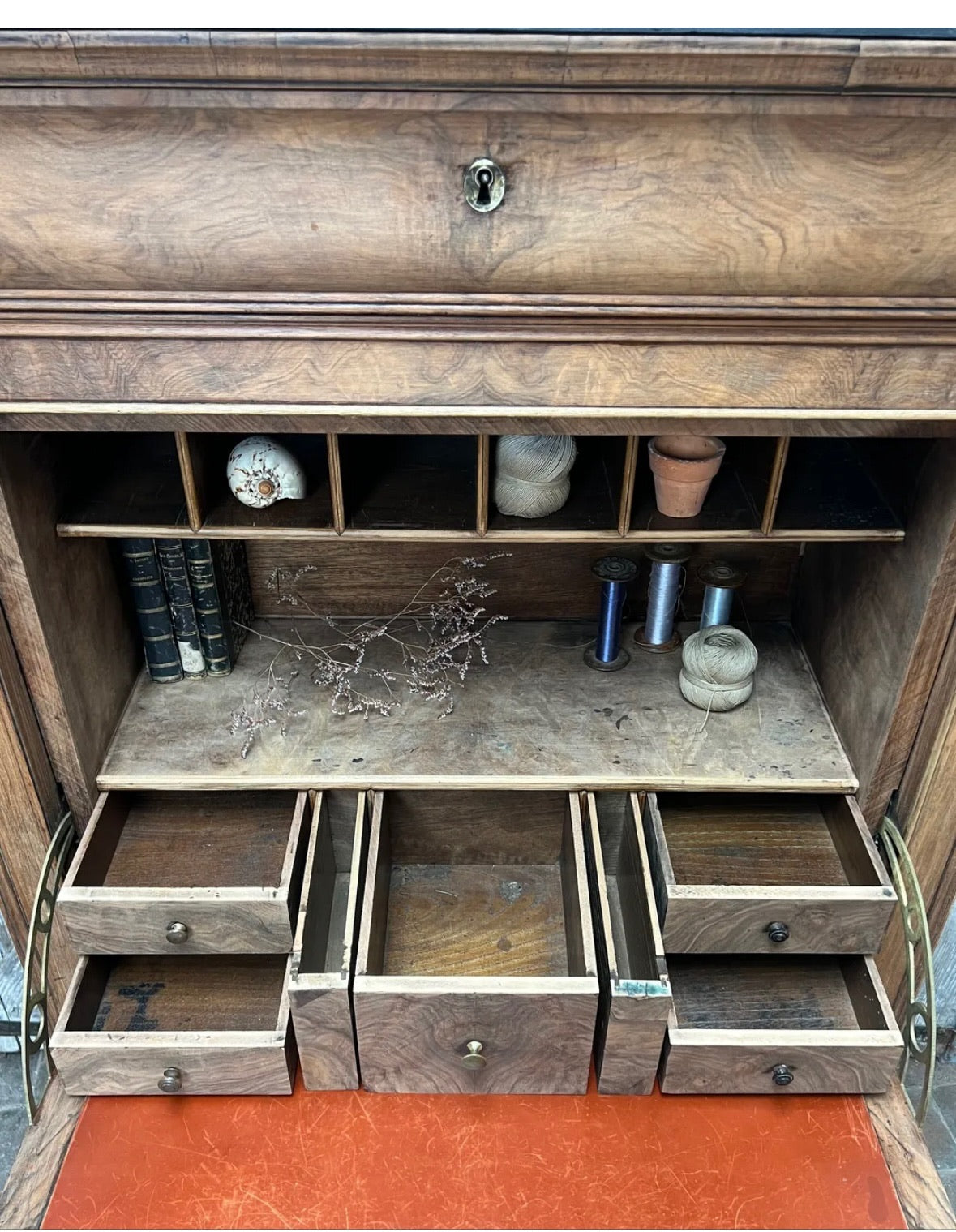 Louis Phillipe Style Old Walnut Secretary
