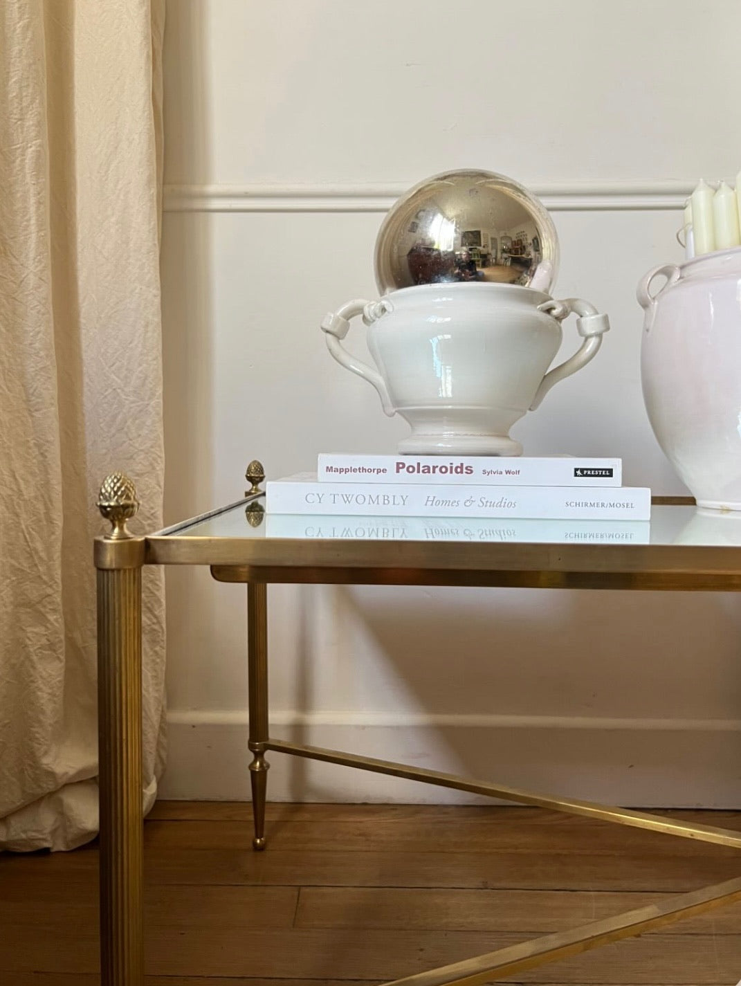 French 1940s Neoclassical Coffee Table with Mirrored Top