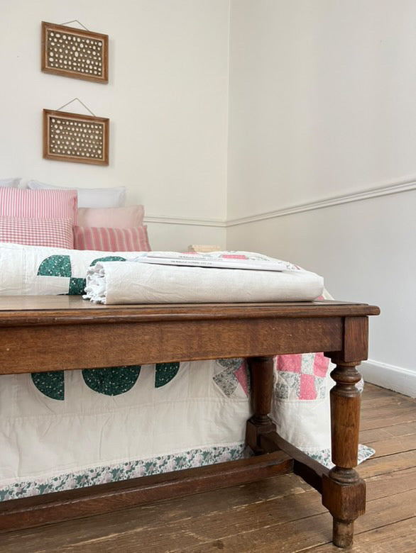 1900s Strong Oak Bench From Library in France