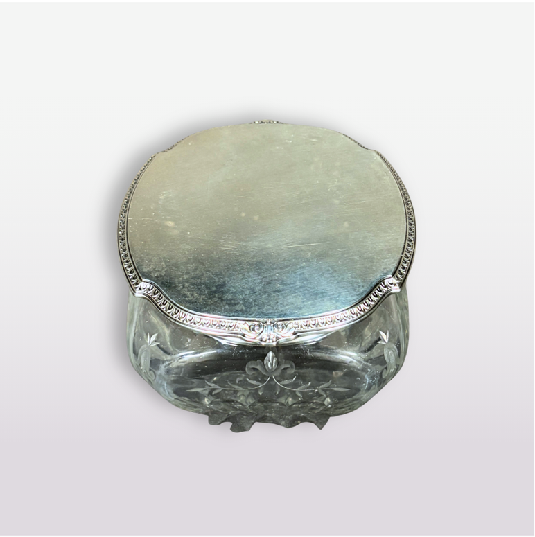 Art Deco Sterling Crystal Dresser Jars