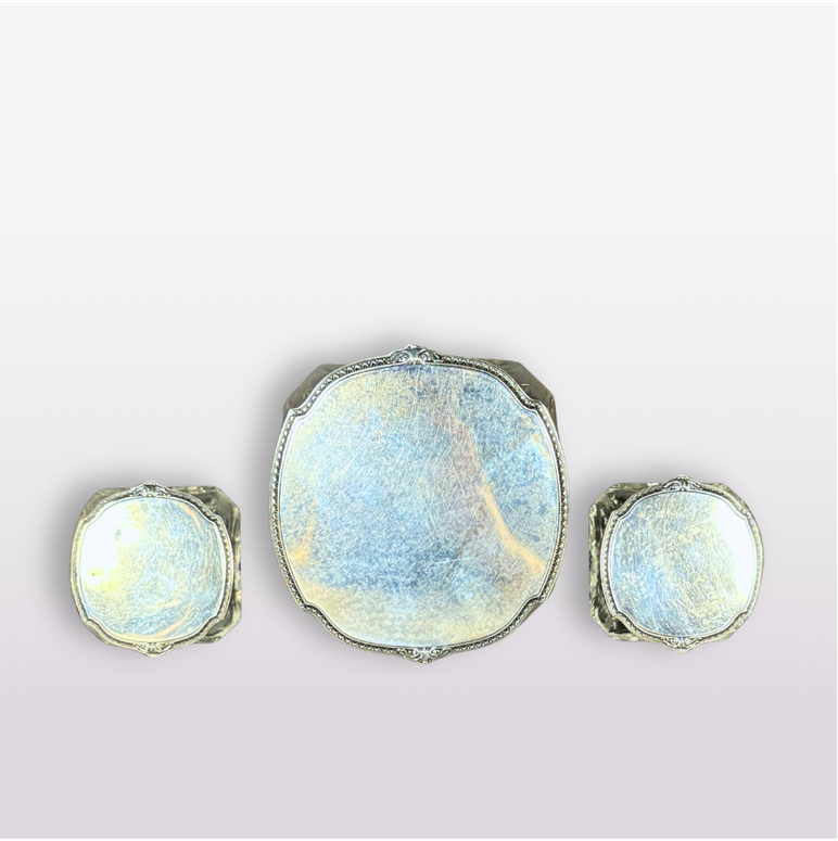Art Deco Sterling Crystal Dresser Jars