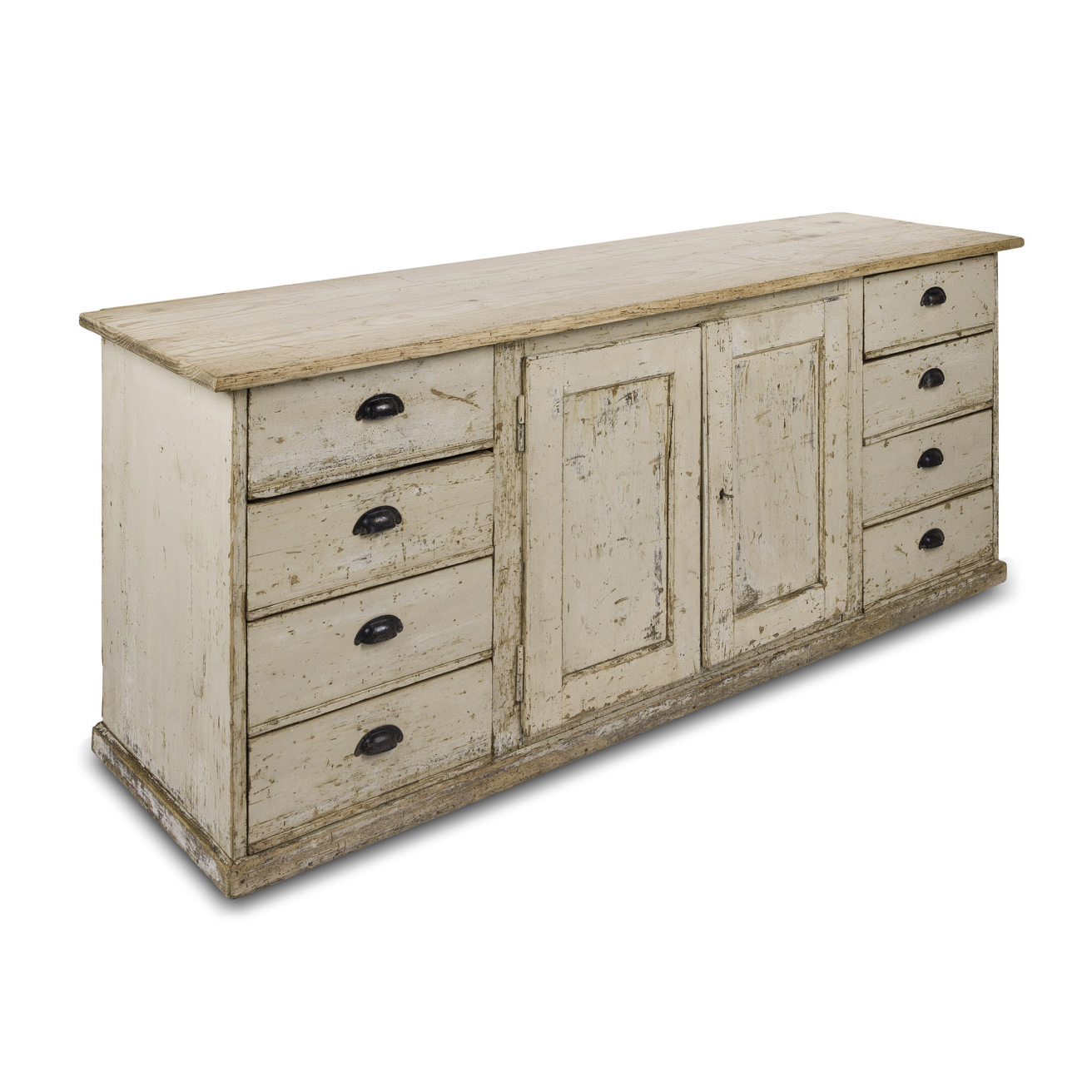 Painted Walnut Enfilade with Graduating Drawers
