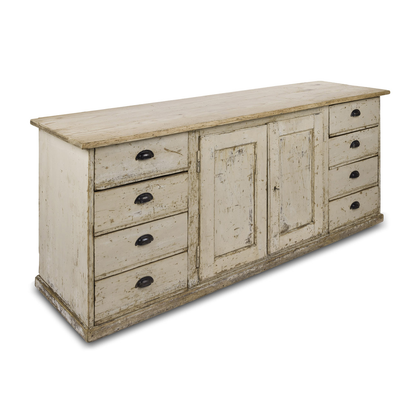 Painted Walnut Enfilade with Graduating Drawers