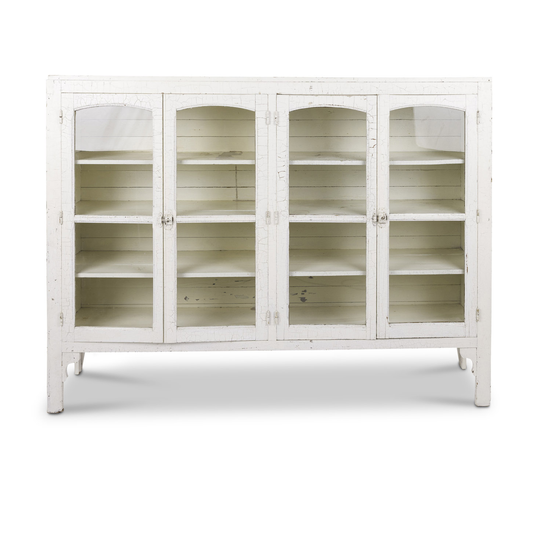 White Cabinet with Glass Doors,  Original Finish