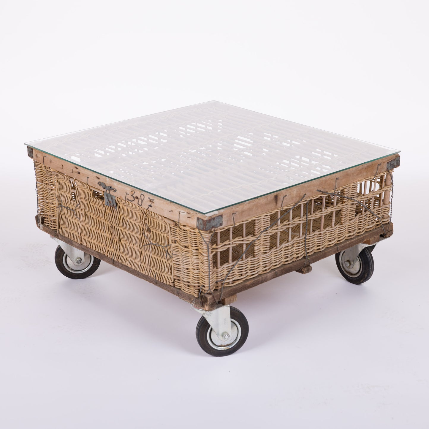 Rattan Rolling Coffee Table