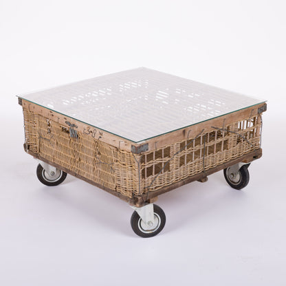 Rattan Rolling Coffee Table
