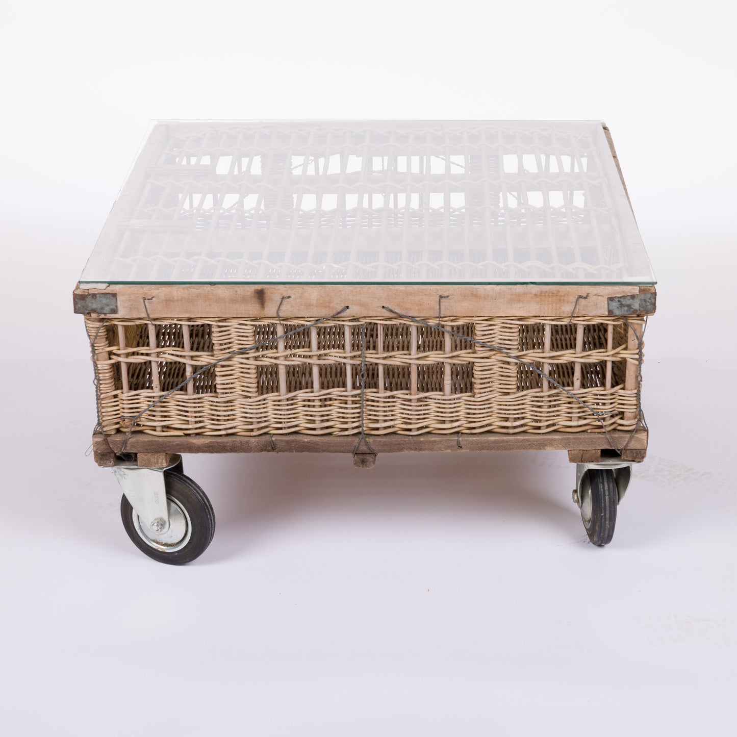 Rattan Rolling Coffee Table