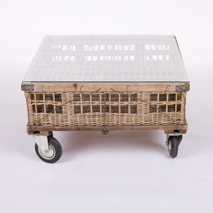 Rattan Rolling Coffee Table