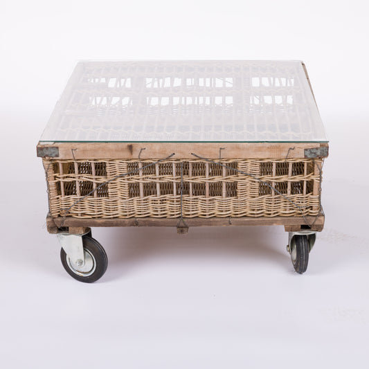 Rattan Rolling Coffee Table