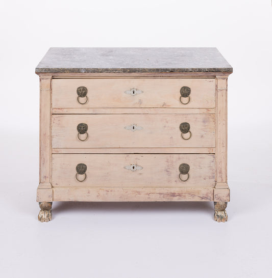 Napoleon III Walnut Commode with Black Marble Top
