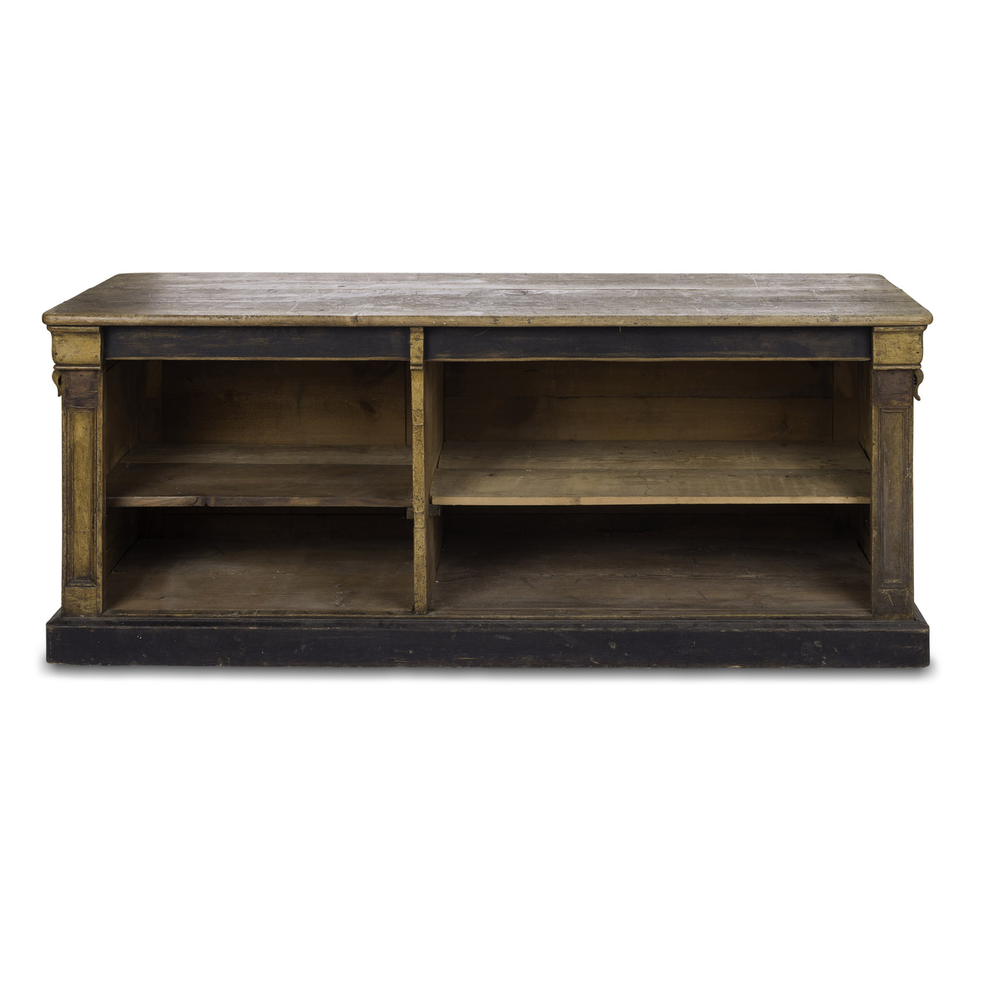 Pine Grocery Counter with Shelves and Walnut Top