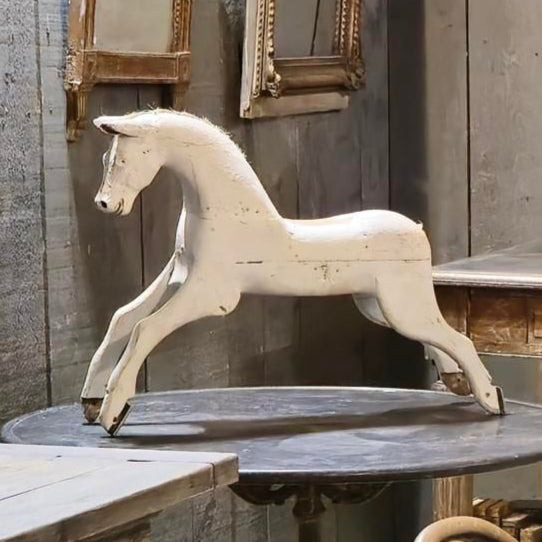 French White Painted Wooden Horse