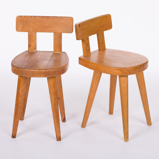 Charlotte Perriand Pair of Primitive Chairs from French Ski Resort
