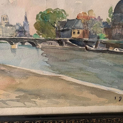 Framed Watercolor "Pont des Arts"