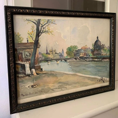 Framed Watercolor "Pont des Arts"
