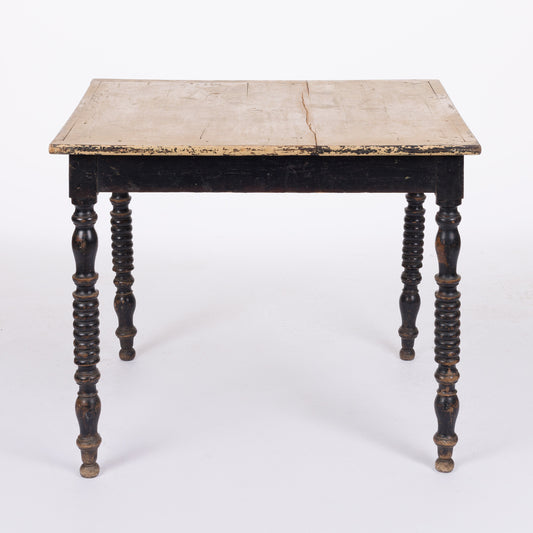 Napoleon III Period Table with Black Legs and Natural Top