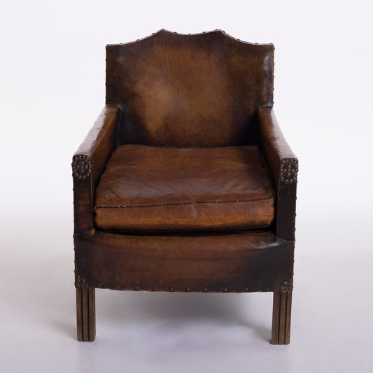 Leather Arm Chair with Nailheads