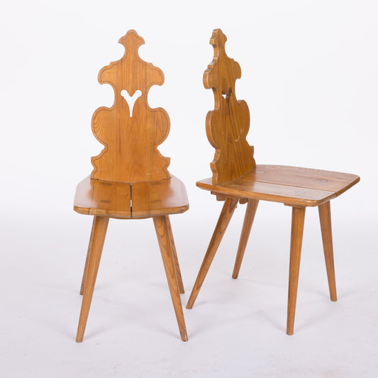 Set of 4 Primitive Chairs from the French Alps