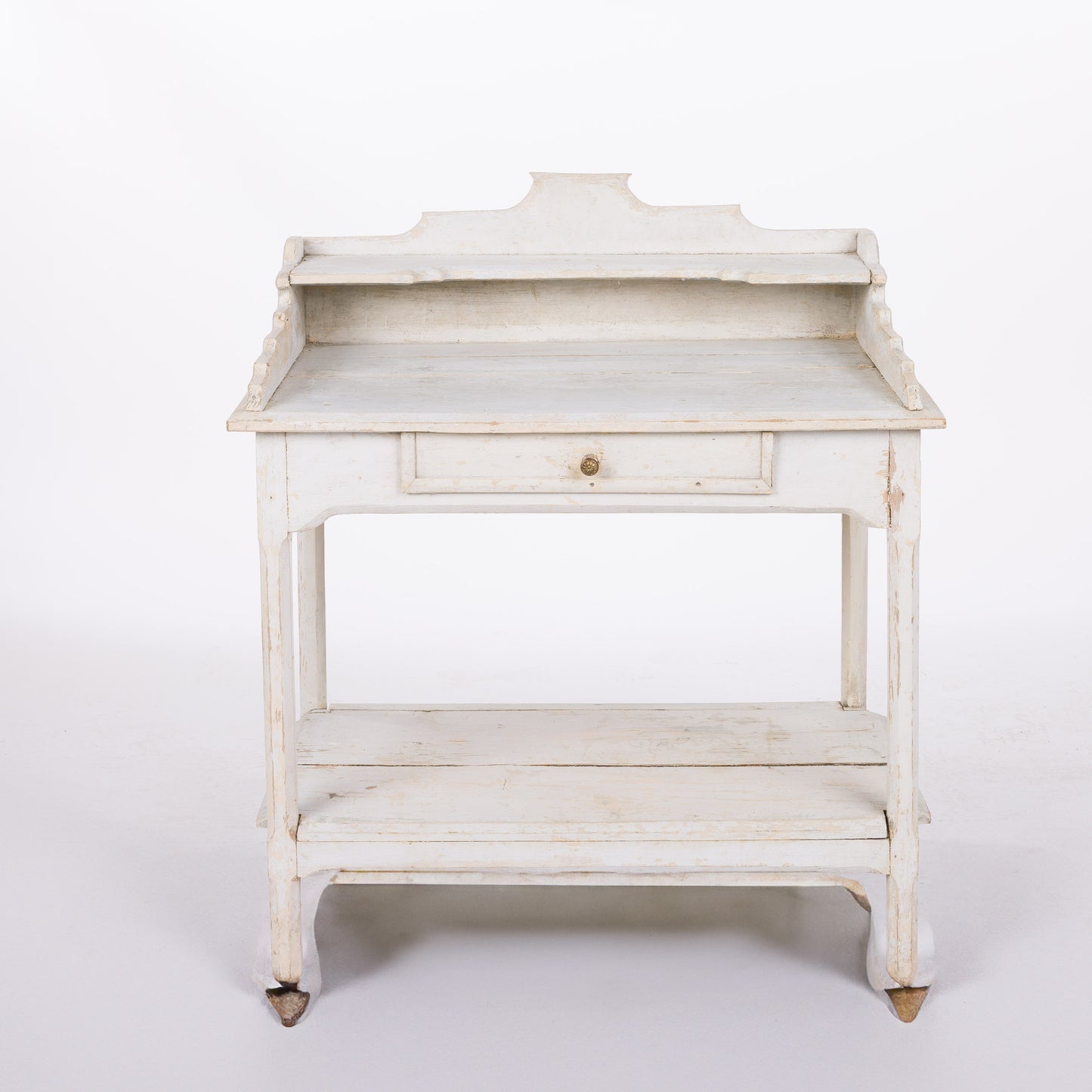 Pine Bathroom Table with Original Light Grey Paint