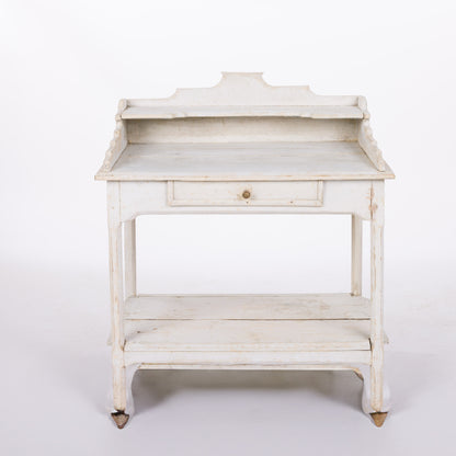 Pine Bathroom Table with Original Light Grey Paint