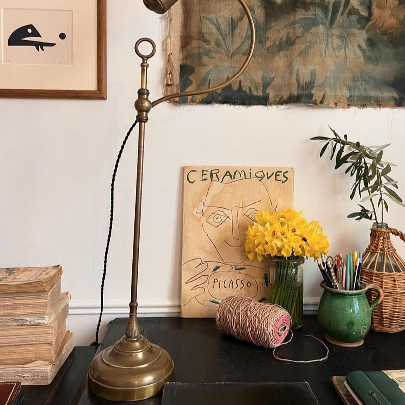 Adjustable Brass Lamp from a Parisian Bank