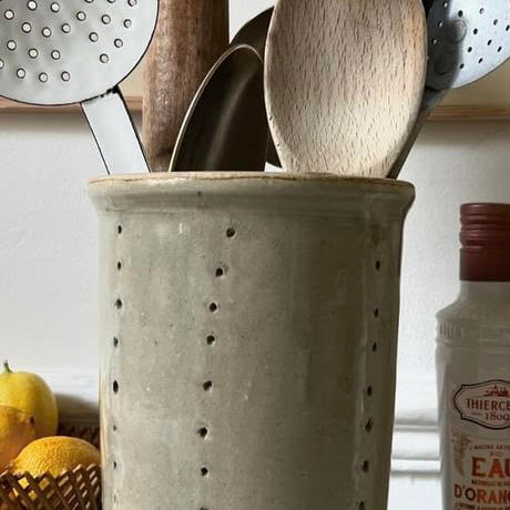 1920 Tall Pierced Stoneware Dish