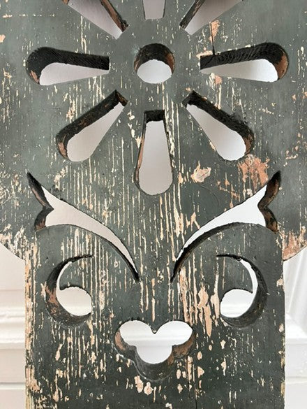 French 1920’s Chair w/ Stencil Cutouts and Original Green Patina