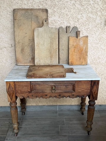 1900s French Marble Top Butcher Table