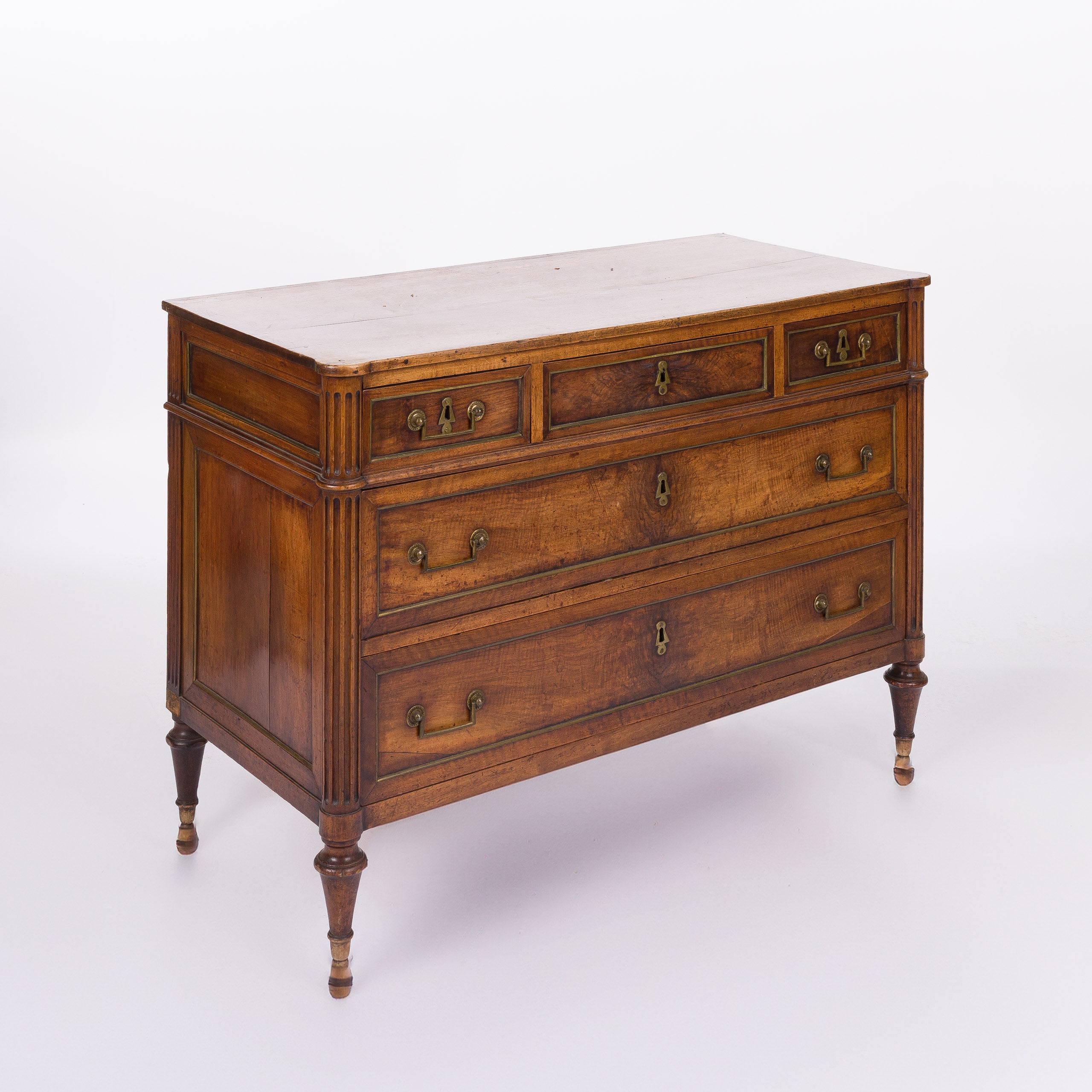 Antique French Walnut Chest with 4 Drawers