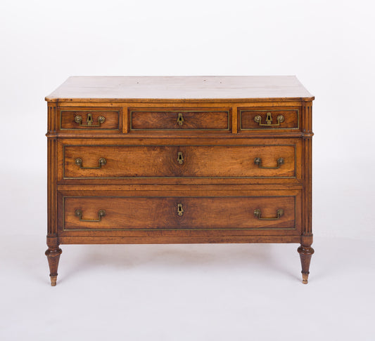 Antique French Walnut Chest with 4 Drawers