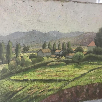 Framed Oil on Board - Lagnes Landscape